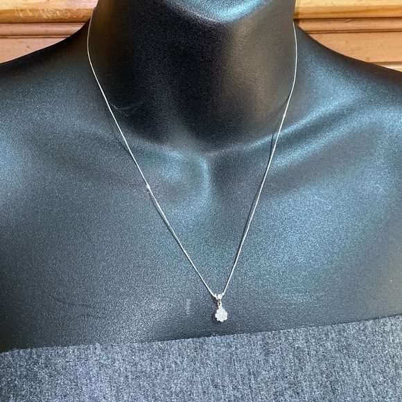 Solid Stamped 14K White Gold Designer Endless Diamond Pendant Necklace - Picture 12 of 16